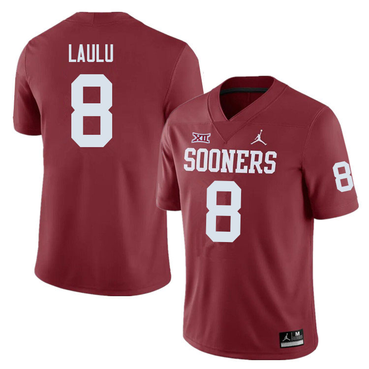 Oklahoma Sooners #8 Jonah Laulu College Football Jerseys Sale-Crimson
